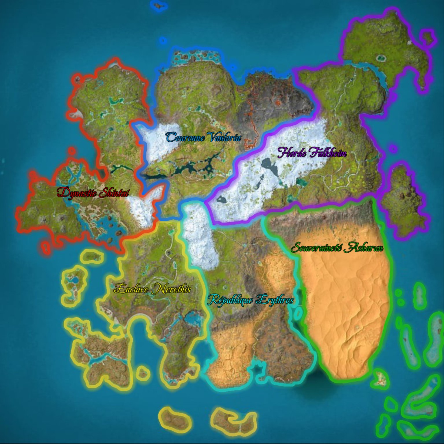 Carte générale des six royaumes sur Ragnarok