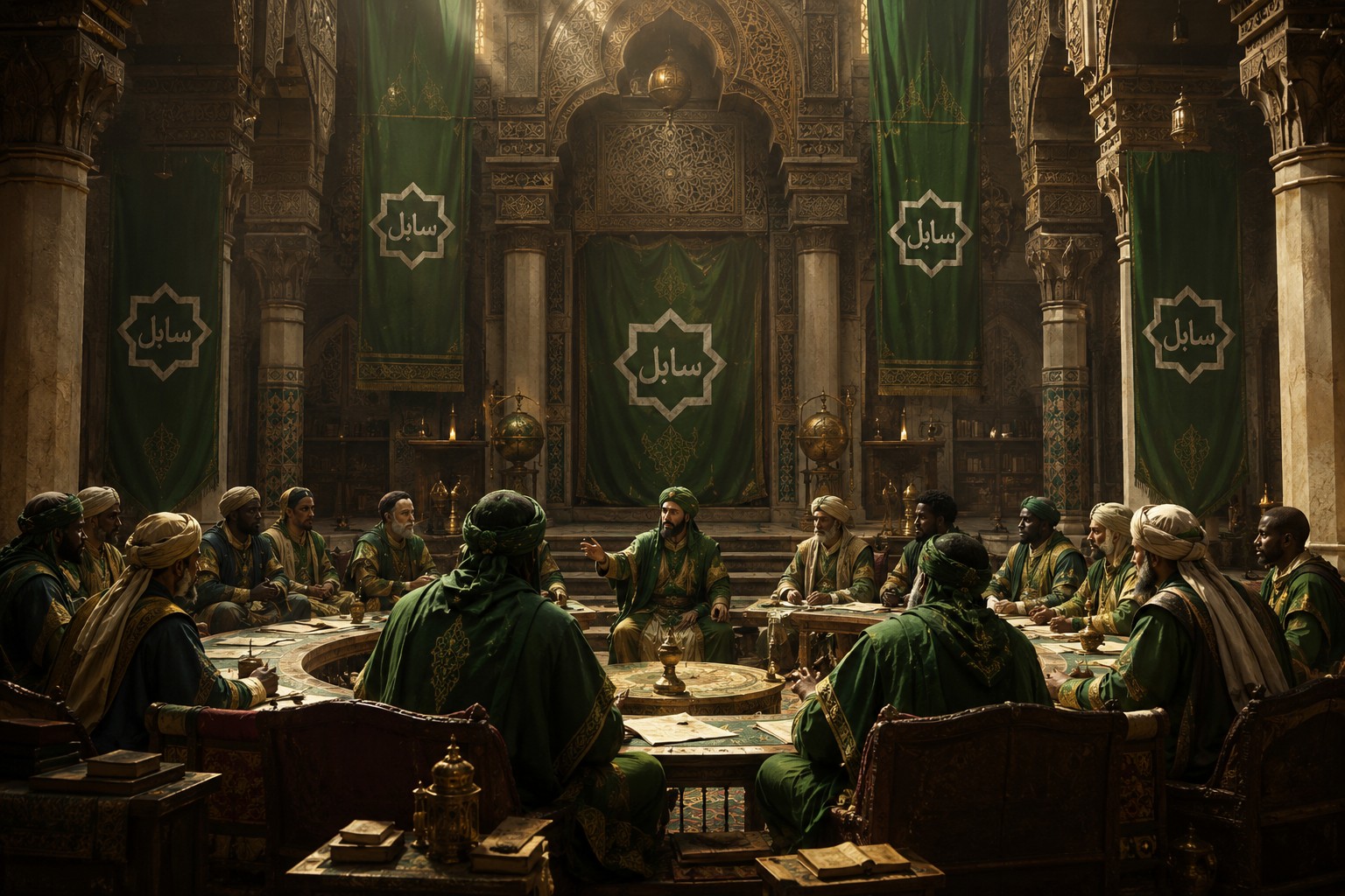 Le Majlis des Sables réuni dans la grande salle de Nurazan