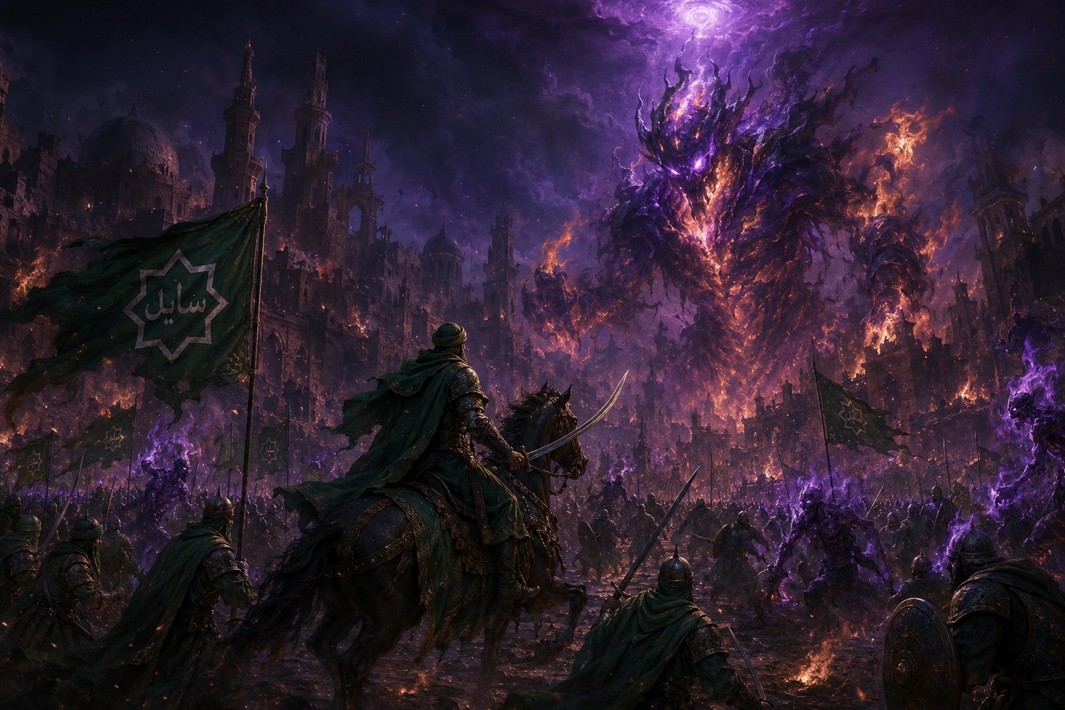 Les défenseurs de Nurazan affrontent le colosse de feu violet