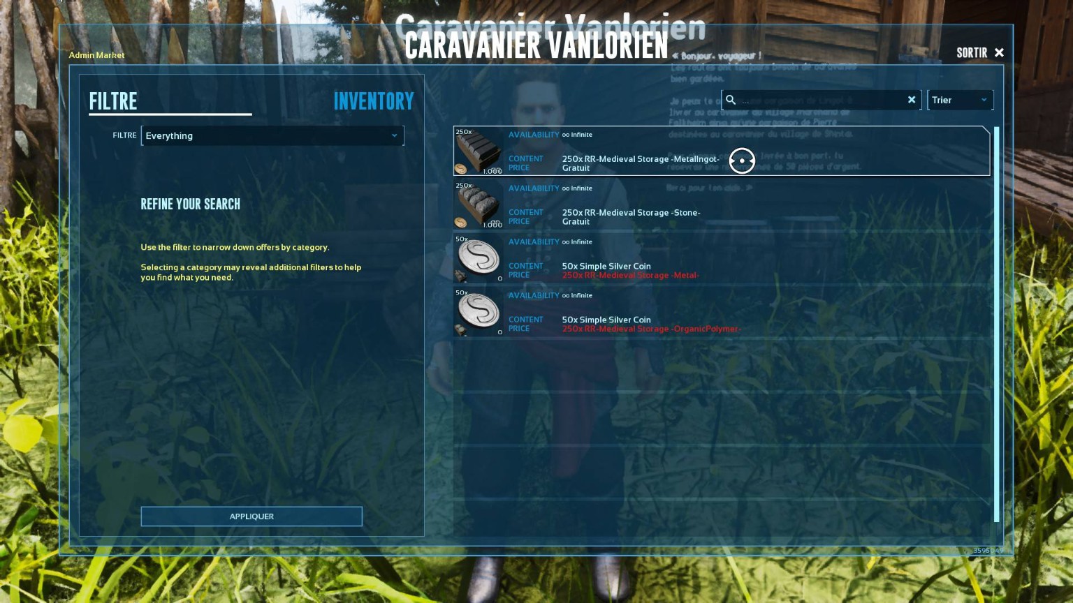 Interface d’échange du Caravanier