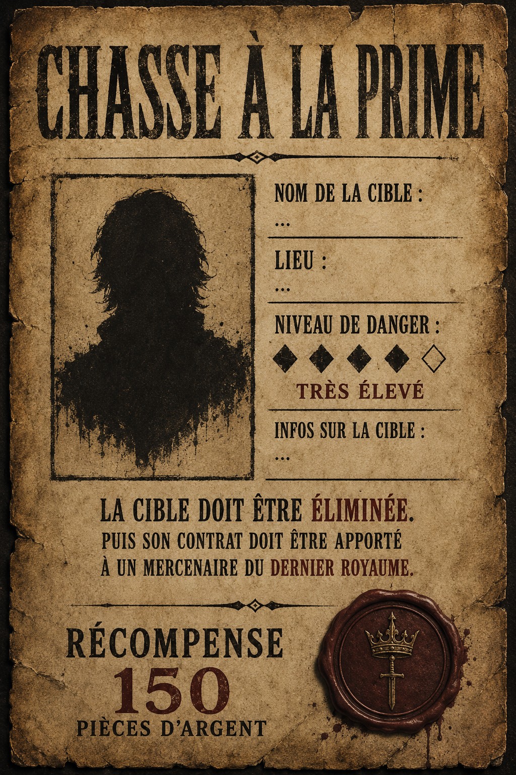 Modèle officiel d’un avis de chasse à la prime