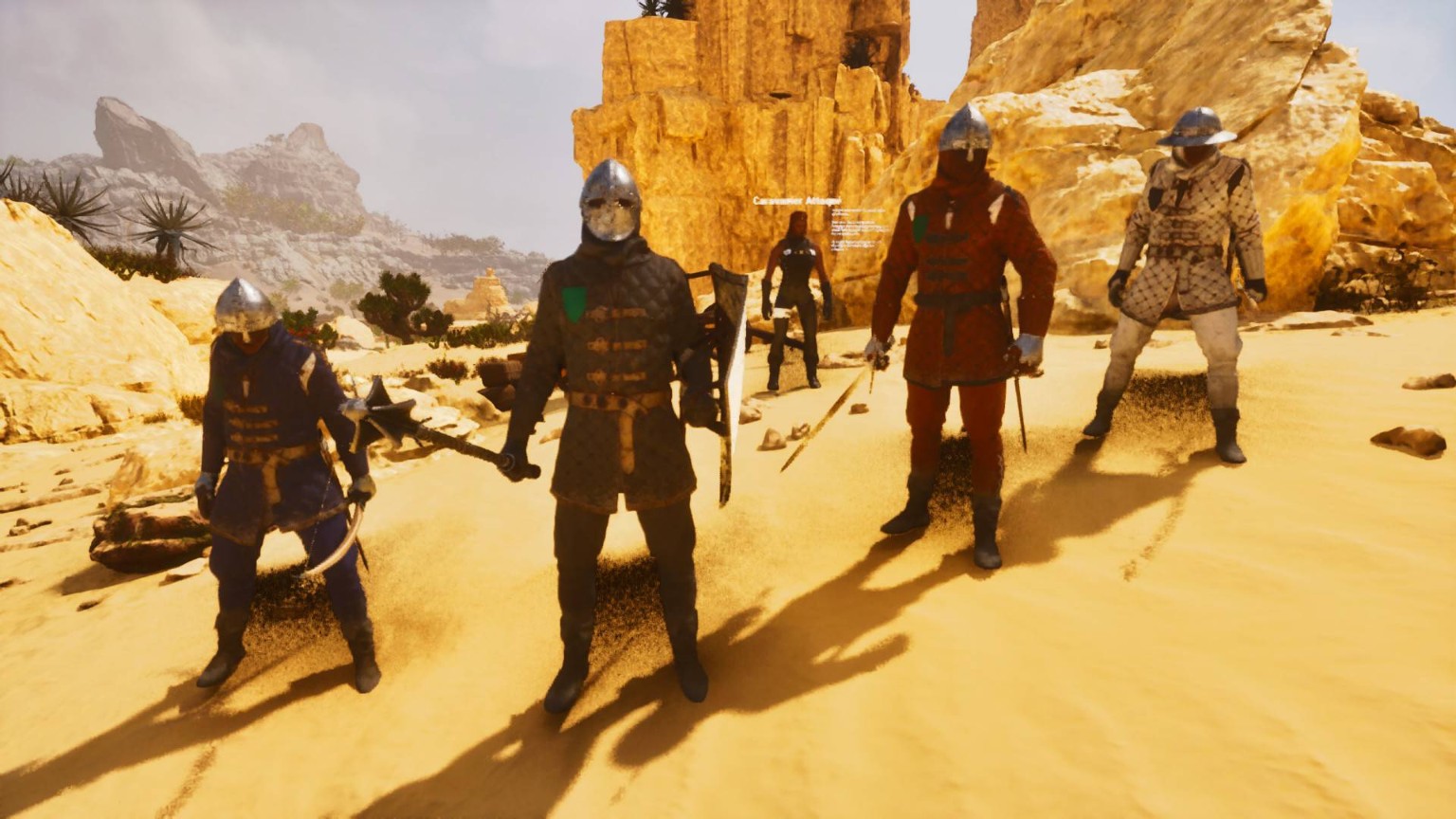 Groupe de bandits autour d’une caravane